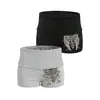 Shorts de moda Y2K con cintura ancha plegable y estampado de alas de ángel, ajustados y ceñidos a la cadera, tipo hot pants deportivos casuales para chica hot