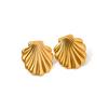 Pendientes Vintage con Forma de Abanico de Concha Estilo Europeo y Americano Acero Inoxidable Oro 18K No se Desvanecen Moda Lujo Ligero 2024 Nuevo Modelo