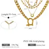 Collar de Apilamiento con Hebilla de Herradura de Tres Capas Estilo Europeo y Americano para Mujer, Cadena de Clavícula Cubana Multicapa de Lujo Ligero, Accesorio Versátil para el Trabajo al Por Mayor