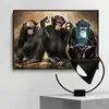 Pintura de Lienzo de Animales Abstractos Mono Tres Orangutanes Divertidos Arte Pintura al Óleo Pintura de Pared Pintura Decorativa para el Hogar Núcleo