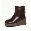 Botas Martin macias e confortáveis, versáteis e estilosas, em couro macio, novas botas femininas para outono e inverno de 2026, com forro de pelúcia, bico redondo, sola grossa, botas curtas que aumentam a altura