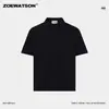 Camisa Polo Holgada de Manga Corta Estilo Old Money para Hombre Zoewatson 2026 Nueva Camiseta Sencilla de Color Sólido de Gama Alta