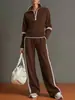 Moda feminina europeia e americana 2026, loja independente da Amazon, conjunto casual de jaqueta com zíper e sportswear de outono, conjunto de duas peças para mulheres