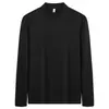 Camiseta térmica de doble cara para hombre de otoño e invierno, capa interior cálida con cuello semi-alto, nueva camiseta de manga larga cálida engrosada