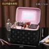 Bolsa de Cosméticos Transfronteriza para Mujer Multicapa Portátil de Gran Capacidad Elegante Cosmética Portátil Caja de Almacenamiento de Alta Gama con Espejo