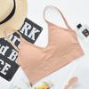 Ropa interior elástica sin costuras para mujer, chaleco deportivo con copa triangular desmontable, para la espalda, con escote en U grande y base exterior.
