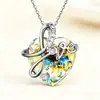 Collar Cruzado de Cristal con Forma de Corazón Estilo Nuevo, Lujo Ligero Moda Joyería Colgante de Clavícula Amor Regalo de San Valentín