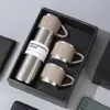 Juego de Tazas Termo de Acero Inoxidable 304 de Alta Calidad con Tres Tapas, Taza de Regalo, Taza de Agua Doméstica de Doble Pared de Gran Capacidad