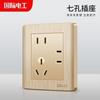 Entrega en una sola pieza tabla grande cepillada decoración del hogar doméstico dorado interruptor oculto tipo 86 interruptor enchufe de pared