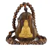 Collar con Colgante de Buda Guanyin de Madera de Águila Botella Limpia Cadena de Suéter Guanyin para Hombres y Mujeres Colgante de Madera Tallada para Coche