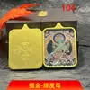 Xizang Thangka Pingente Amuleto da Tara Verde Banhado a Ouro Colar de Aço Titânio Caixa de Presente Venda Quente Recomendado