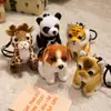 Brinquedos de Pelúcia de Animais Realistas Transfronteiriços: Miniaturas e Enfeites de Tigre, Panda, Girafa, Leopardo, Leão