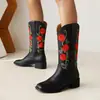 Nuevos Zapatos de Mujer Botas Bordadas Código Retro Talla Grande 35 Exportación 48 Negras Botas de Moda Clásicas para Adultos