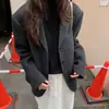 Blazer de lã casual feminino estilo retrô, de alta qualidade, inspirado no estilo britânico, de Dongdaemun, Coreia, disponível em 3 cores