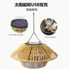 Nuevo Candelabro Solar Lámpara Colgante para Árbol en Patio Exterior Lámpara de Techo para B&B Villa Puerta de Entrada Estilo Chino Ratán Atmósfera