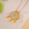 Yilu prata esterlina S925 prata esterlina banhado a ouro natural Hetian jade clássico Ruyi passo a passo pingente de moda nacional temperamento pingente