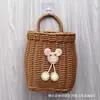 Cesta de Armazenamento Tecida de Rattan Sintético Prateleira de Armazenamento Decoração de Cozinha Banheiro Cesta de Parede para Flores Armazenamento Cesta de Lavar Cesta de Parede para Gengibre e Alho
