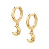 Aguja de Plata S925 Transfronterizo Moda Europea y Americana Geometría Estrella Luna Relámpago Girasol Aretes de Aro Tendencia Viento ins