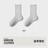 Calcetines Finos de Encaje de Algodón Puro para Primavera y Verano, Calcetines de Malla Transpirable para Mujer, Calcetines de Media Pantorrilla Estilo Miu Ballet, Dulces y Versátiles