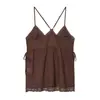 Top tipo camisola casual de moda bordado para mujer, popular en INS europeo y americano, tela transparente, transfronterizo de AliExpress, color café, color albaricoque
