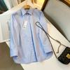 Single japonês 2024 feminino primavera nova moda versátil solta modeladora para o trabalho algodão de fibra longa camisa de manga comprida 464804