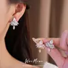 Pendientes de plata con baño de oro real y aguja de plata con circonita en diseño de gota de agua y flor, versátiles para el uso diario, lujo ligero y sensación de alta gama