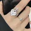 Anillo Estilo Retro Corona Corazón Cruz Flor de Iris para Mujer Nuevo Artístico Sensación Fresca Versátil Moda Abierto Ajustable