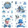 Decorações de Natal Flocos de Neve Azuis Boneco de Neve Adesivos de Vidro Guirlanda Sonhadora Casa de Neve Papai Noel Adesivos Estáticos