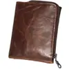 Cartera Vintage con Cremallera de Cuero Crazy Horse Desgastado, Gran Capacidad, Múltiples Ranuras para Tarjetas, Cartera Corta para Hombre con Múltiples Compartimentos