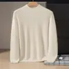 Suéter de cachemira para bebé, cuello alto medio para hombre, color liso, casual de negocios, manga larga, cuello medio, camiseta interior de punto de lana