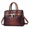 Bolsa Platinum com Padrão de Crocodilo para Comércio Exterior Moda Feminina Bolsa Feminina Portátil Bolsa Grande Moda Europeia e Americana Bolsa de Ombro Feminina