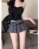 Falda Gris Sexy para Mujer, Minifalda Plisada de Primavera y Verano, Minifalda Ultra Corta de Chica Hot, Falda JK, Falda Impresionante para Mujer Petite