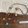 Caramelo Arcoíris~Cadena de Clavícula de Cerámica Amorosa para Mujer Verano Dopamina Doble Capa Collar Diario Más Fácil de Combinar Accesorios