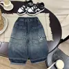 Calça Infantil 26 Estilo Outono Meninos Versão Coreana Carta Bordado Pesado Jeans Bebê Criança Estilosa Casual Calça de Perna Reta