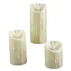 Luzes de Velas em Formato de Gota de Lágrima Conjunto de 3 Peças com 10 Luzes LED Embutidas Velas Eletrônicas para Decoração Luzes Brilhantes para Exterior