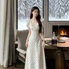 Vestido Suave de Primeiro Amor em Estilo Francês, Vestido Retrô de Bolinhas para Mulheres, Vestido Longo de Verão com Cintura Marcada, Emagrecimento, Temperamento Doce, Babados