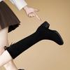 Botas Martin Negras para Adulto en Stock, Estilo Europeo y Americano para Mujer, Punta Redonda, Otras Botas de Goma de Caña Alta para Invierno