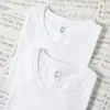 Camiseta Blanca Sólida de Algodón Puro 250g, Cuello en V, No Transparente, Amigable con la Piel, Manga Corta, Corte Holgado Casual, Capa Base