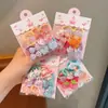 Elástico de cabelo xadrez de cinco pontas para crianças, corda de cabelo com laço em formato de coração para meninas, elástico de cabelo que não danifica, conjunto de Ano Novo