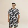 Pijama Casual de Verão Masculino Transfronteiriço, Shorts Camuflados de Manga Curta com Estampa de Letras, Pode Ser Usado Fora de Casa como Roupa de Casa, Atacado