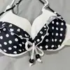Biquíni de Bolinhas Estilo Doce para Mulheres Verão Preto e Branco com Bojo e Saia Emagrecedora Conjunto de Duas Peças Branco