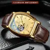 Reloj Mecánico Automático para Hombre Douyin, Moderno Diseño Cuadrado Hueco, Reloj Mecánico Impermeable para Hombre