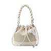 Bolsa Balde de Mão de Alta Qualidade Feminina 2025 Nova Moda Padrão Tecido Cordão Bolsa de Ombro Versátil para o Dia a Dia Bolsa Transversal