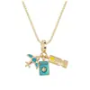 Collar Colgante de Planeta Espacial de Cobre Puro Microincrustado Transfronterizo con Circonita para Mujer, Cadena Versátil para Clavícula, Todo Diamante, Lujo Ligero