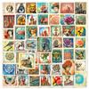 Precio FijoCompra Directa Transfronteriza Lo Más Vendido en Tiktok Set de 50 Piezas de Pegatinas de Sellos Estilo Retro Nórdico, Cuadradas Diseños Mixtos