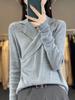 Suéter Feminino Elegante de Lã Penteada Cor Sólida com Gola Cruzada, Design Slim Fit Emagrecedor, para o Trabalho, Primavera e Verão, Novo