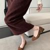 Zapatos de Tacón Grueso con Punta Cuadrada y Boca Baja 2024 Otoño Nuevo Estilo Francés Elegantes de Tacón Bajo con Estampado de Leopardo para Mujer