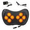 Almohada de masaje para soporte del cuello, masajeador de columna cervical, almohada de masaje calefactora para cuello con botones, multifuncional para uso en coche y hogar, con función de compresa caliente