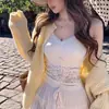 Cárdigan de punto sin botones con cuello en V de estilo suave para mujer, nuevo modelo de principios de primavera, corte holgado, adelgazante, chaqueta suéter de punto versátil para mujer