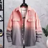 Nova Camisa Gradiente Estilo Americano Outono 2026 para Homens, Jaqueta Casual Solta Tendência, Camisa Versátil e Estilosa